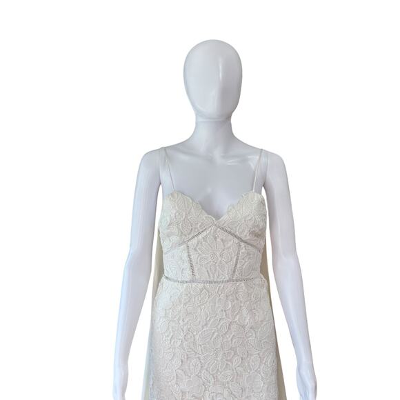 Self Portrait Womens Wedding Bridal Gown Dress Size 0 White Floral Lace Train - Picture 3 of 16